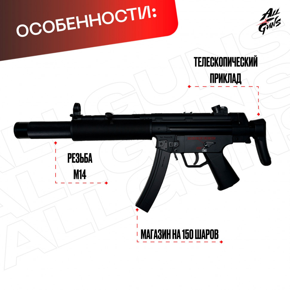 Орбибольный автомат пистолет-пулемет с орбизами MP5-SD. 